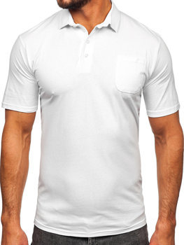 Biała bawełniana koszulka polo męska Denley 143006