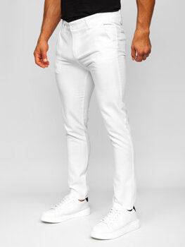 Białe spodnie materiałowe chinosy męskie Denley 0055