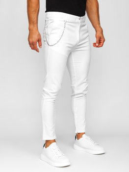 Białe spodnie materiałowe chinosy męskie Denley 0059