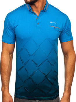 Błękitna koszulka polo męska Denley 192650