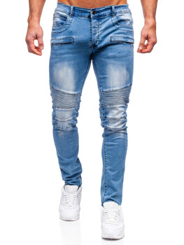 Błękitne spodnie jeansowe męskie regular fit Denley MP0029BC
