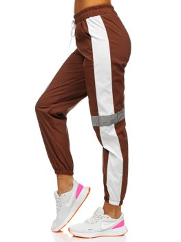 Brązowe spodnie joggery damskie Denley Y513