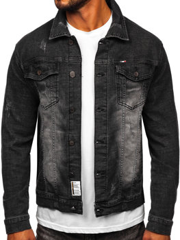 Czarna jeansowa kurtka męska Denley MJ525N