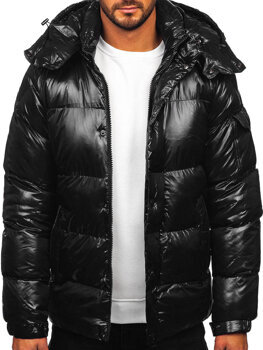 Czarna pikowana kurtka męska zimowa Denley 9970