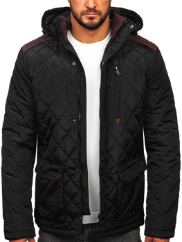 Czarna pikowana kurtka męska zimowa Denley A5618