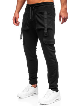 Czarne bojówki spodnie męskie joggery dresowe Bolf 6584