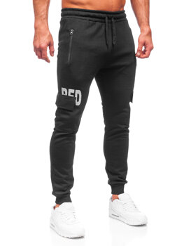 Czarne bojówki spodnie męskie joggery dresowe Denley HW2176