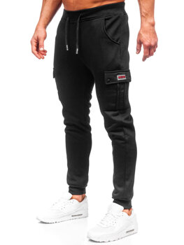 Czarne bojówki spodnie męskie joggery dresowe Denley HY-809