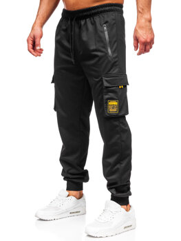 Czarne bojówki spodnie męskie joggery dresowe Denley JX6359