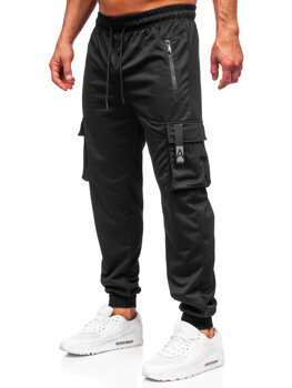 Czarne bojówki spodnie męskie joggery dresowe Denley JX6362