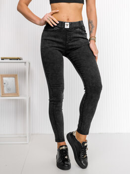 Czarne jeansowe legginsy damskie Denley W7260
