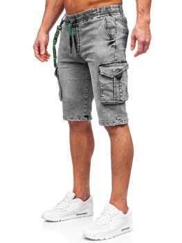 Czarne krótkie spodenki jeansowe bojówki męskie Denley HY821