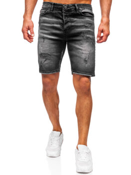 Czarne krótkie spodenki jeansowe męskie Denley 0376