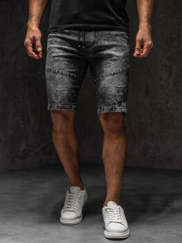 Czarne krótkie spodenki jeansowe męskie Denley TF174A1