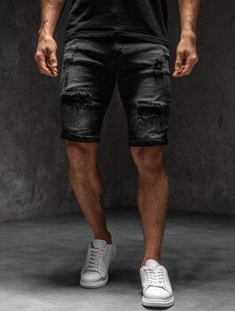 Czarne krótkie spodenki jeansowe męskie Denley TF195A1
