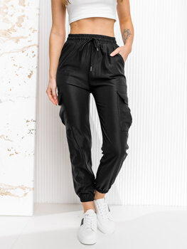 Czarne spodnie dresowe joggery bojówki damskie Denley W7866
