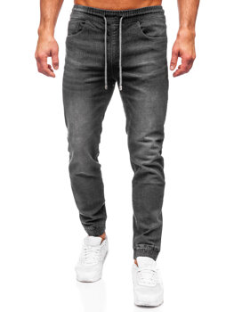 Czarne spodnie jeansowe joggery męskie Denley MP0275GS 