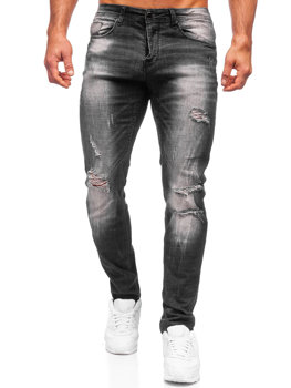 Czarne spodnie jeansowe męskie regular fit Denley MP002N
