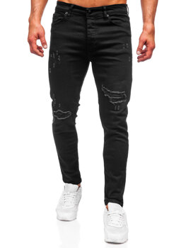 Czarne spodnie jeansowe męskie slim fit Denley 6382