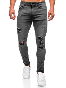 Czarne spodnie jeansowe męskie slim fit Denley KS2081