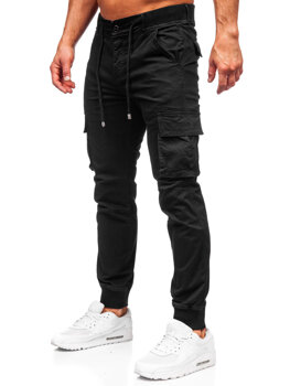 Czarne spodnie joggery bojówki męskie Denley MP0208N
