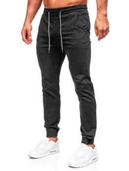 Czarne spodnie materiałowe joggery męskie Denley KA6792