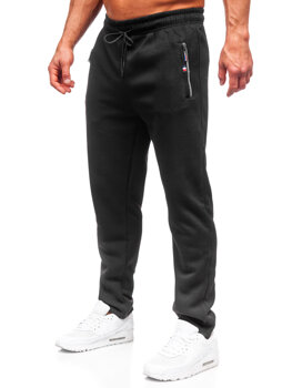 Czarne spodnie męskie dresowe nadwymiarowe Denley JX6216