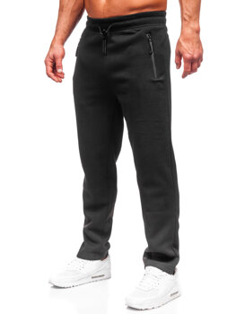 Czarne spodnie męskie dresowe nadwymiarowe Denley JX9826
