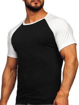 Czarno-biały t-shirt męski Denley 8T82
