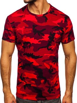 Czerwony t-shirt męski moro Denley S807