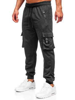 Grafitowe bojówki spodnie męskie joggery dresowe Denley JX6362