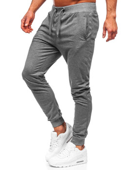 Grafitowe spodnie męskie joggery dresowe Denley 68K10001