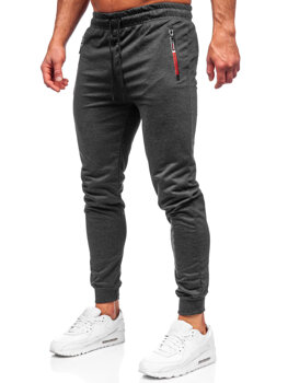 Grafitowe spodnie męskie joggery dresowe Denley JX5007
