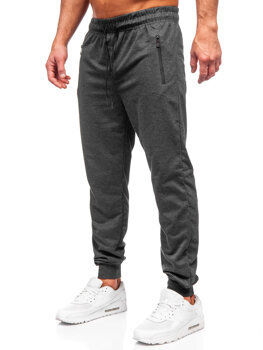 Grafitowe spodnie męskie joggery dresowe Denley JX6109