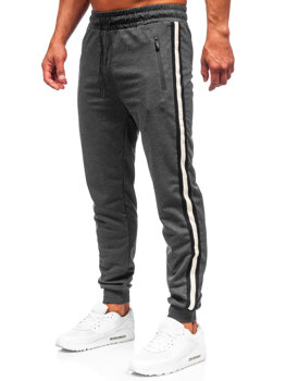 Grafitowe spodnie męskie joggery dresowe Denley JX6156