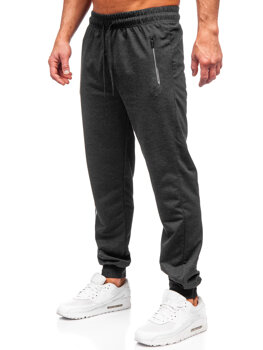 Grafitowe spodnie męskie joggery dresowe Denley JX6338