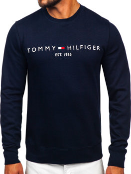 Granatowa bluza męska bez kaptura z nadrukiem Tommy Hilfiger MW0MW11596