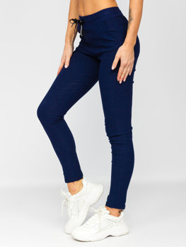 Granatowe jeansowe legginsy damskie Denley W7259