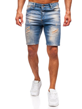 Granatowe krótkie spodenki jeansowe męskie Denley 0585