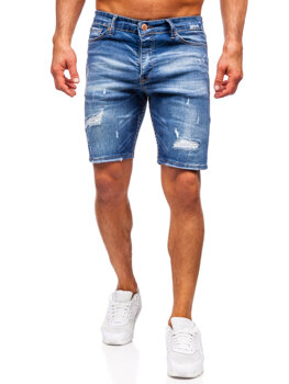 Granatowe krótkie spodenki jeansowe męskie Denley 0588