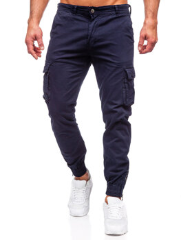 Granatowe spodnie jeansowe joggery bojówki męskie Denley Z808