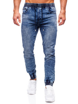 Granatowe spodnie jeansowe joggery męskie Denley MP0055B