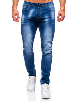 Granatowe spodnie jeansowe męskie regular fit Denley MP019B