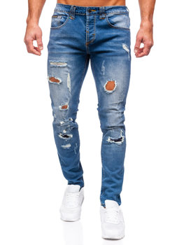 Granatowe spodnie jeansowe męskie slim fit Denley MP0086BS