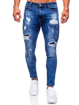 Granatowe spodnie jeansowe męskie slim fit Denley TF249