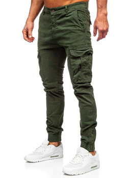 Khaki spodnie materiałowe joggery bojówki męskie Denley 2233
