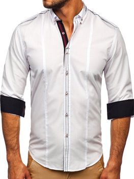 Koszula męska elegancka z długim rękawem biała Bolf 4707