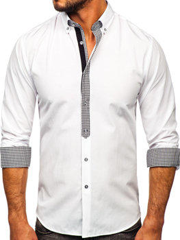Koszula męska elegancka z długim rękawem biała Bolf 6873-1