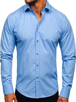 Koszula męska elegancka z długim rękawem błękitna Bolf 6944