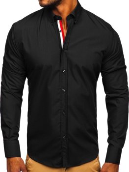 Koszula męska elegancka z długim rękawem czarna Bolf 3713